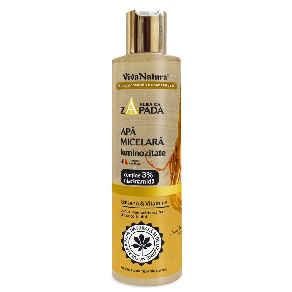 Apa micelara pentru luminozitate cu ginseng si vitamine, 250 ml, Vivanatura