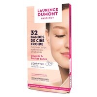Benzi de ceara rece cu aloe si argan pentru epilare sprancene, 32 bucati + Servetele dupa epilat, 4 bucati, Laurence Dumont