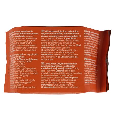 Absorbante zilnice cu bumbac organic Dayliner 180mm, 16 bucati, Lady Anion 719742