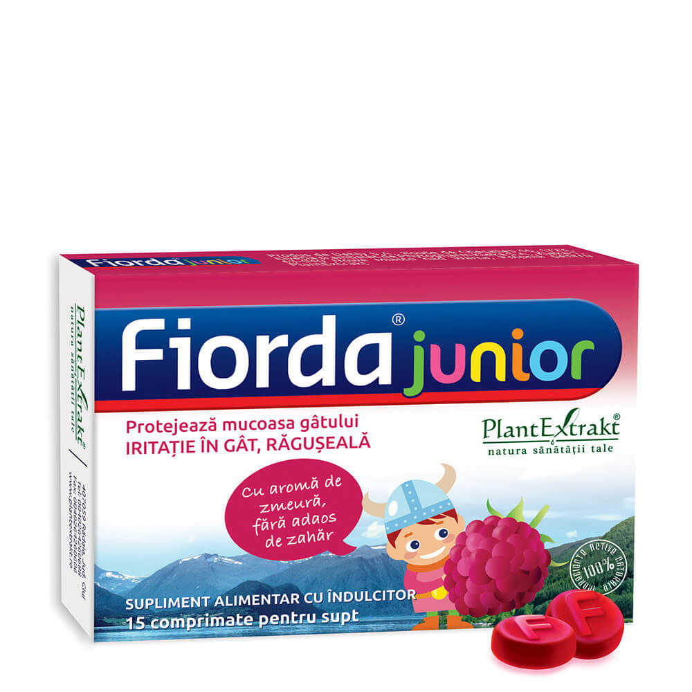 Fiorda Junior cu aroma de zmeura, 15 comprimate, Plant Extrakt