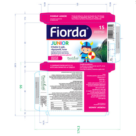 Fiorda Junior cu aroma de zmeura, 15 comprimate, Plant Extrakt 733038