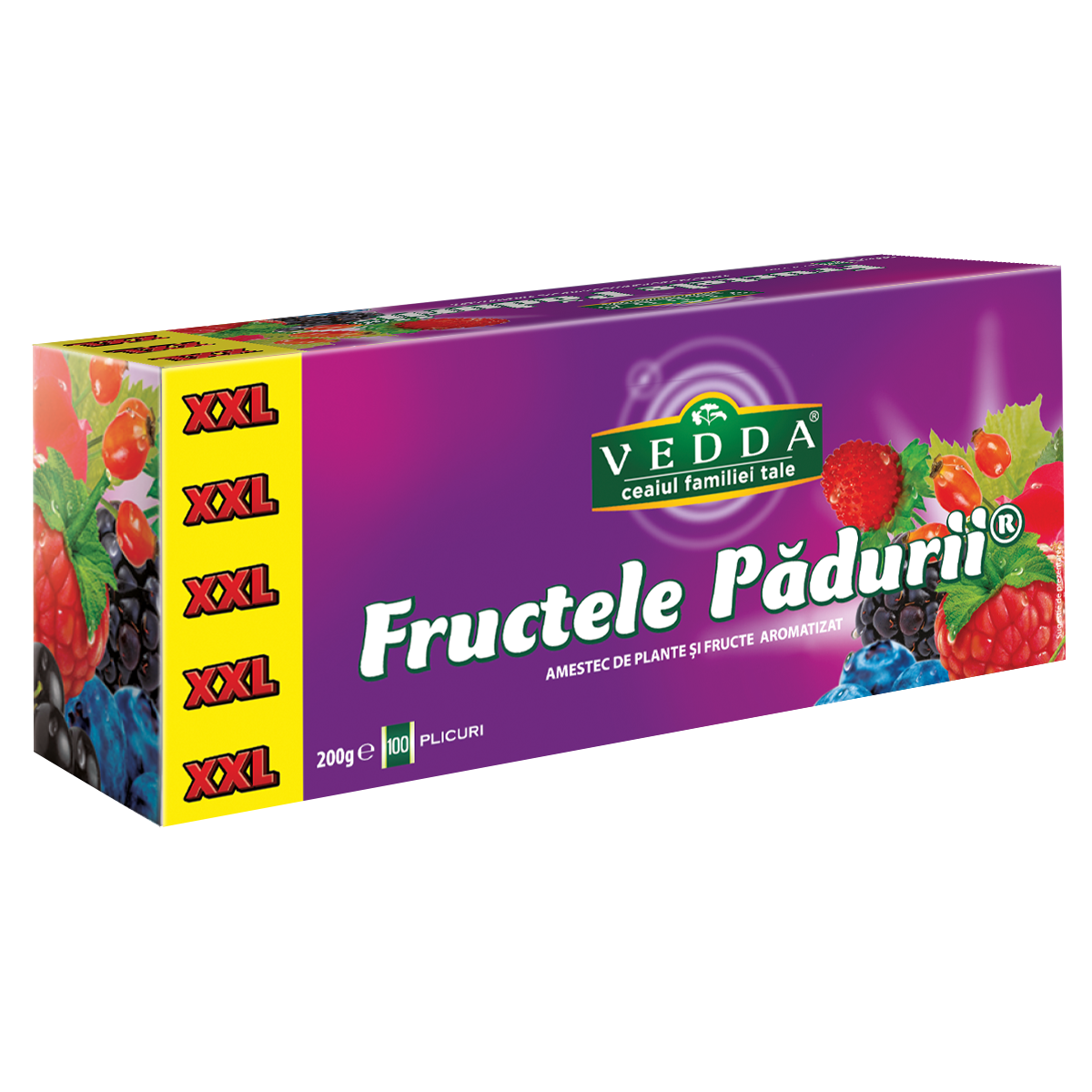 Ceai de fructe de padure, 100 plicuri, Vedda