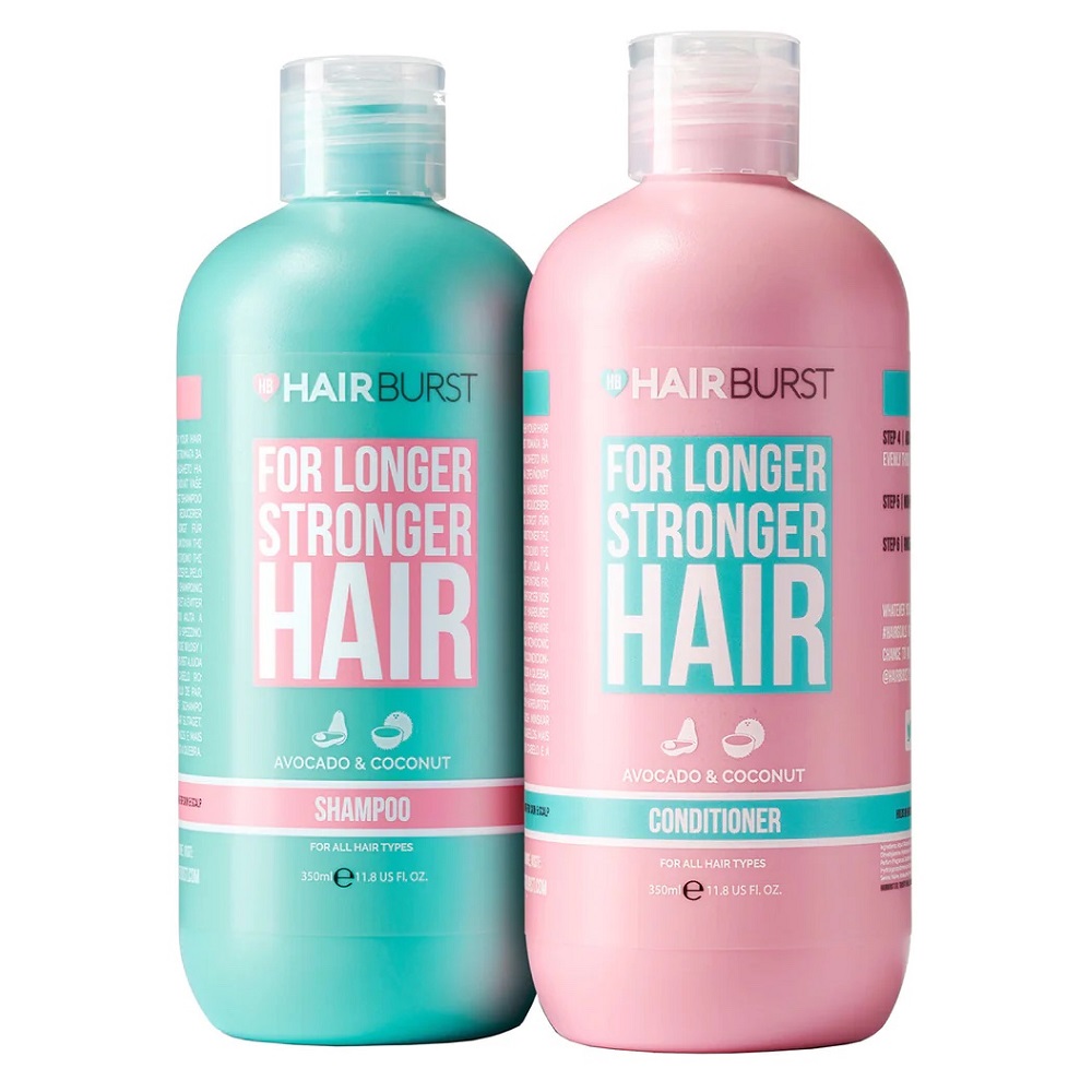 Pachet pentru fortifierea si accelerarea cresterii parului Sampon, 350 ml + Balsam, 350 ml, HairBurst