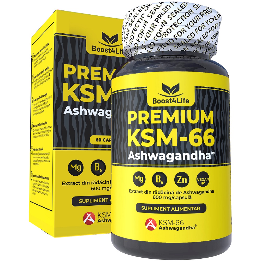 Ashwagandha KSM-66 Premium, 60 capsule vegane, Boost4Life