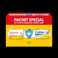 Pachet Urinal Akut, 10 tablete + Cetebe Imuno-Active, 30 capsule, Stada