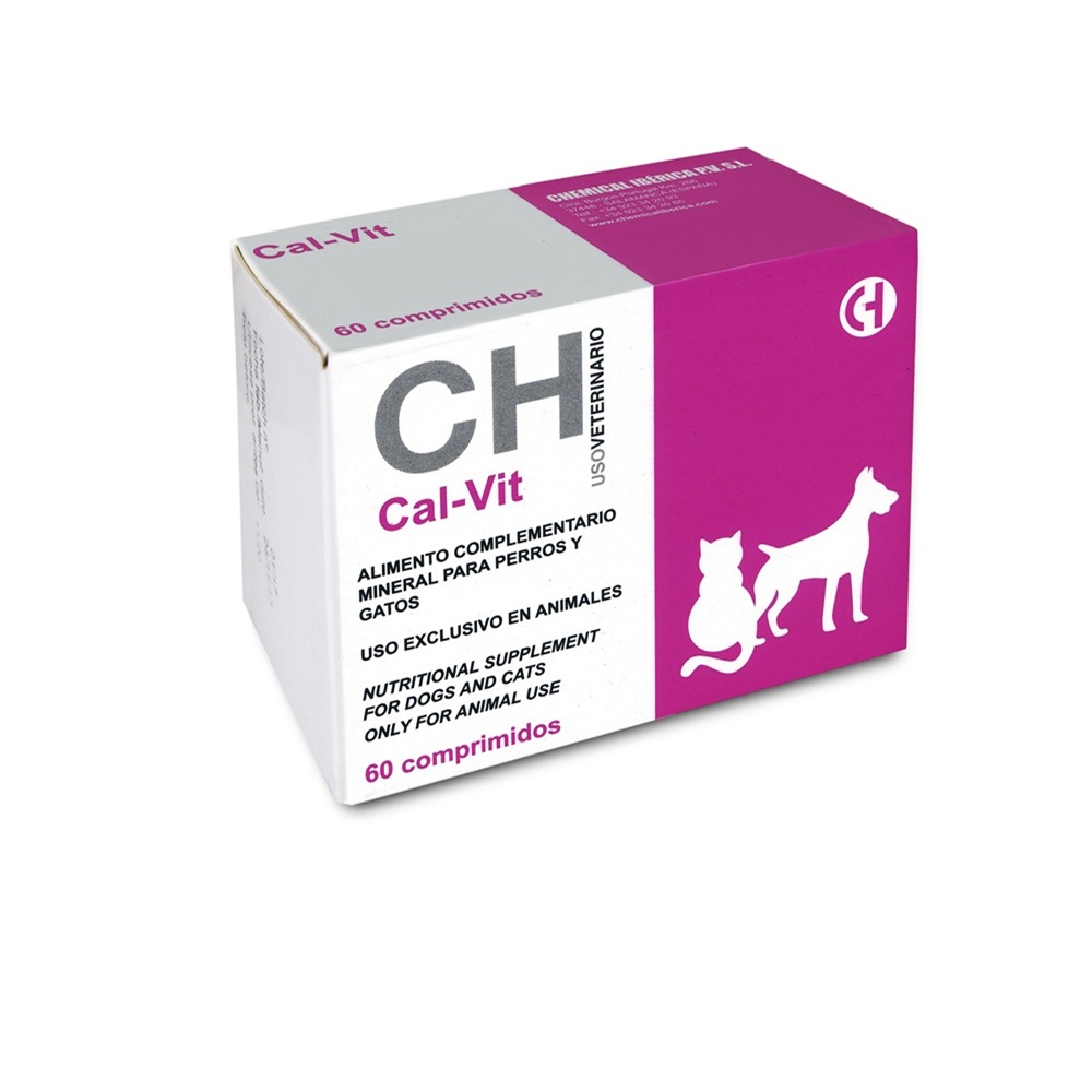 Supliment de calciu pentru caini si pisici CAL-VIT, 60 comprimate, Chemical Iberica