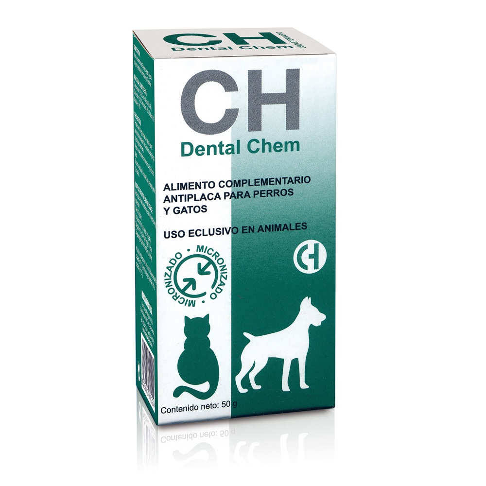 Supliment alimentar pentru caini si pisici impotriva formarii placii bacteriene si a tartului Dental Chem, 50 g, Chemical Iberica