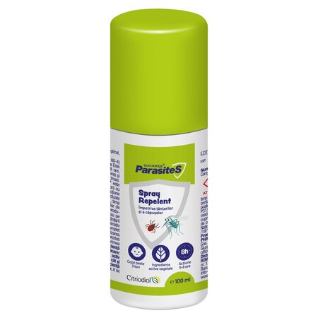 Spray repelent impotriva tantarilor si a capuselor Parasites Santaderm, 100 ml, Viva Pharma