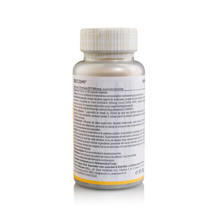 Chromium GTF Solaray, 200 mcg, 100 capsule vegetale, Secom 740302