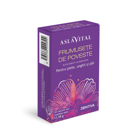 Supliment pentru piele, unghii si par Aslavital Frumusete de poveste, 30 capsule moi, Zentiva 617205