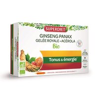 Ginseng Panax, laptisor de matca si acerola Bio, 20 fiole x 15 ml, Superdiet