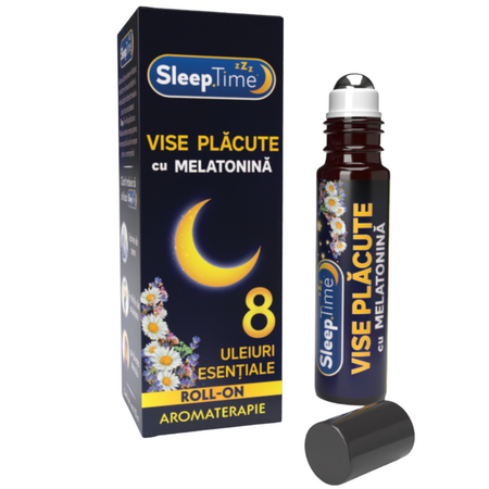 Roll-on aromaterapie SleepTime Vise Placute cu melatonina, 10 ml, Justin Pharma