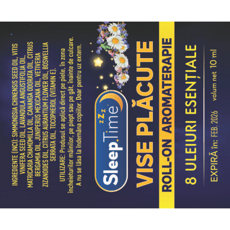Roll-on aromaterapie Vise placute SleepTime, 10 ml, Justin Pharma 727689