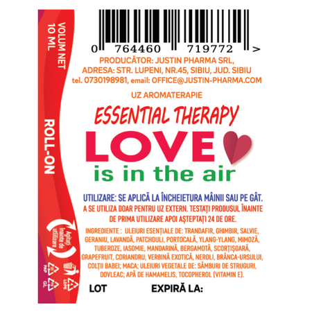 Roll-on aromaterapie Love is in the air Essential Therapy, 10 ml, Justin Pharma 727755