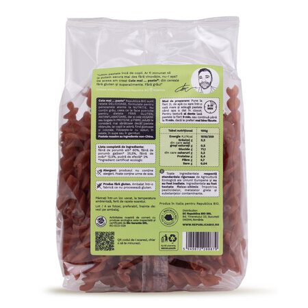 Paste eco, fara gluten, din porumb, ovaz, sfecla Reteta nr. 5, 250 g, Republica Bio 702247
