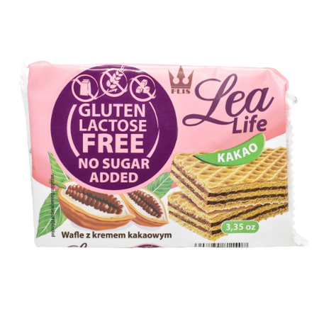 Napolitane fara gluten cu cacao, 95 g, Lea Life
