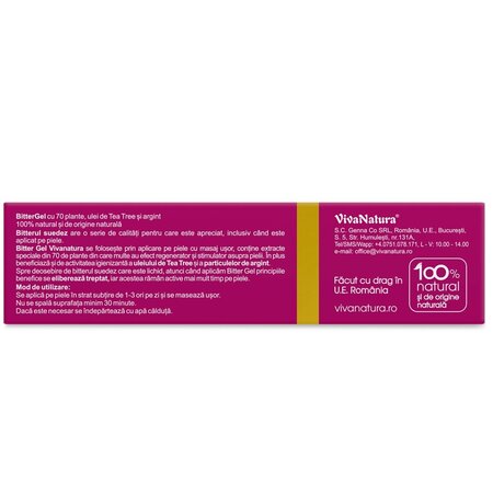 Gel pentru piele cu 70 de plante BitterGel, 20 ml, Vivanatura 710216