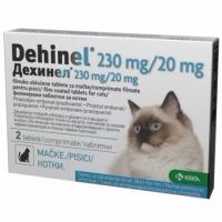 Antiparazitar intern pentru pisici Dehinel, 230 mg/20 mg, 2 comprimate filmate, Krka Vet
