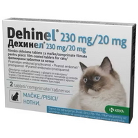 Antiparazitar intern pentru pisici Dehinel, 230 mg/20 mg, 2 comprimate filmate, Krka Vet