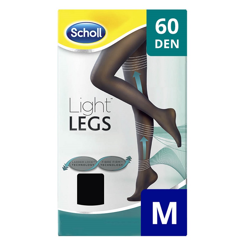 Ciorapi compresivi Light Legs 60 DEN, Marimea M, Negru, Scholl 