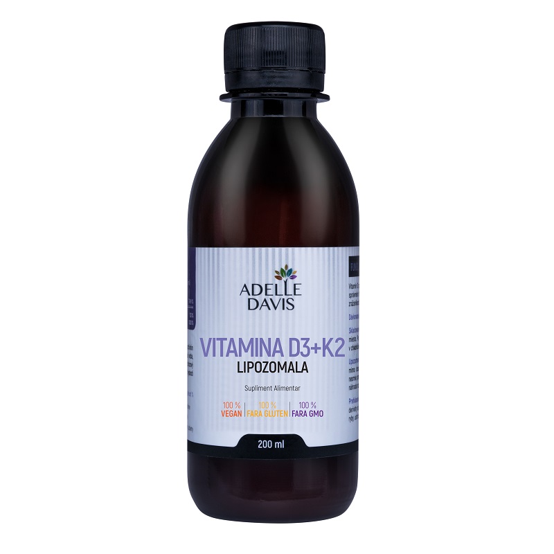 Vitamina D3 cu K2 Lipozomala, lichid, 200 ml, Adelle Davis