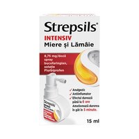 Strepsils Intensiv spray cu miere si lamaie, 8,75mg/ doza, 15 ml, Reckitt Benckiser