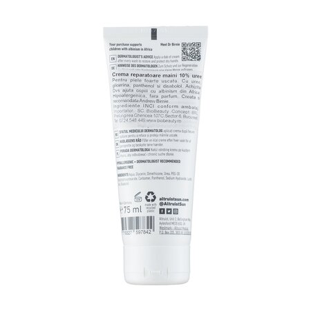 Crema dermatologica reparatoare cu 10% uree pentru maini, 75 ml, Altruist 739001