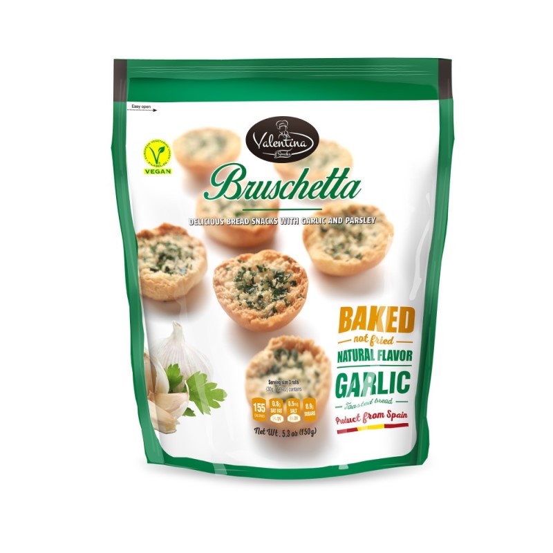 Snack paine coapta cu usturoi si patrunjel Bruschetta, 150 g, Valentina