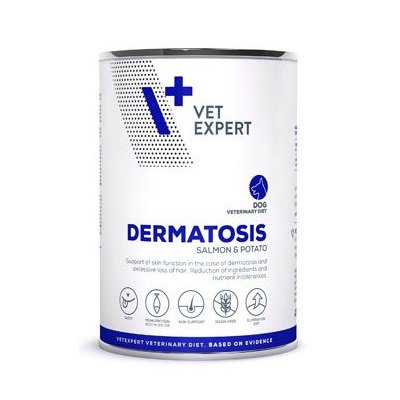 Hrana cu somon si cartofi pentru caini Dermatosis Dog, 400 g, VetExpert