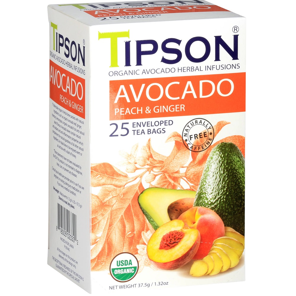 Ceai Eco avocado, piersica & ghimbir, 25 plicuri, Tipson