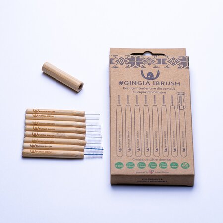 Periute interdentare din bambus cu capac, mixt, 8 bucati, Gingia 607672