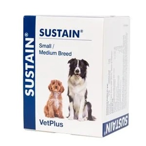 Supliment pentru sustinerea sistemului digestiv la caini de talie mica si medie <20 kg Sustain Small/Medium Breed, 30 plicuri, VetPlus