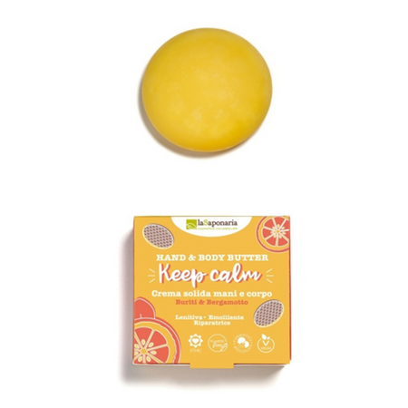 Unt solid pentru maini si corp Keep Calm cu buriti si bergamota, 80 ml, La Saponaria
