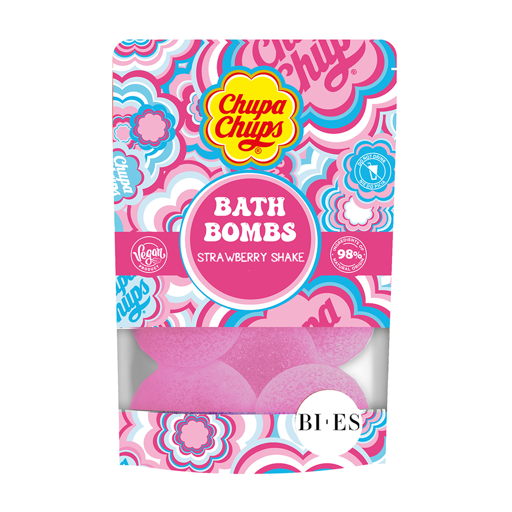 Bombe de baie capsuni Chupa Chups, 6 x 55 g, Bi-Es