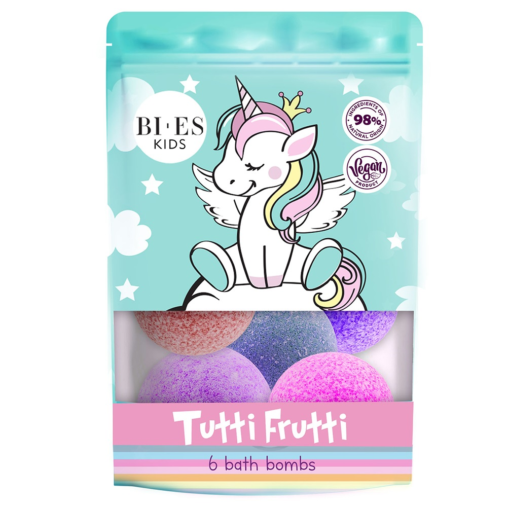 Bombe de baie tutti frutti Unicorn, 6 x 55 g, Bi-Es