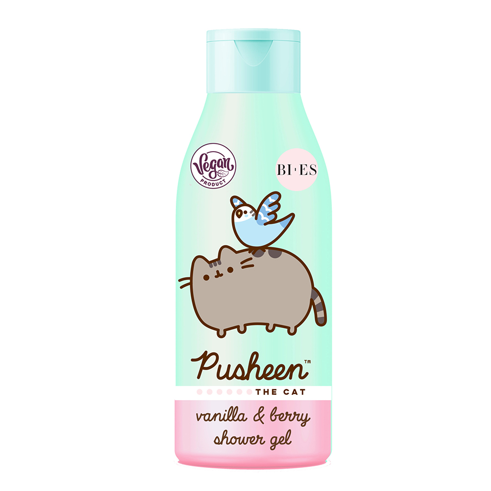 Gel de dus vanilie si fructe de padure Pusheen, 400 ml, Bi-Es