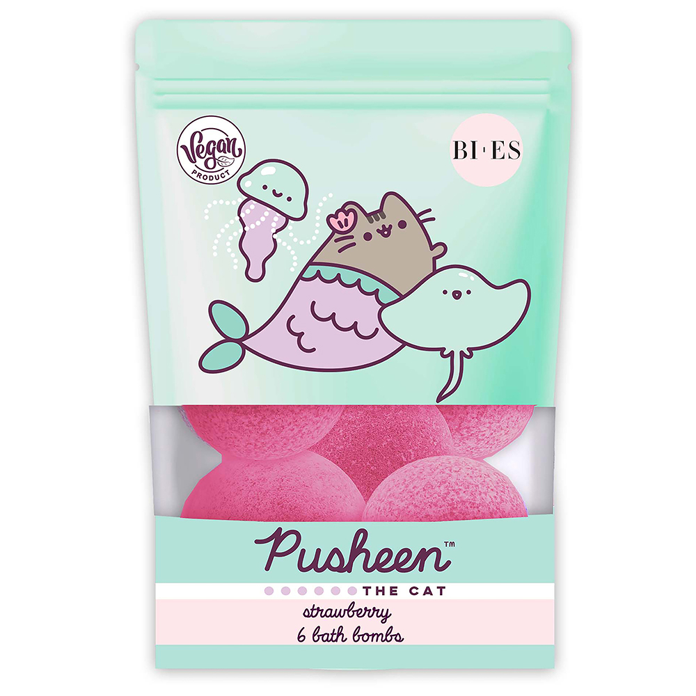 Bombe de baie capsuni Pusheen, 6 x 55 g, Bi-Es