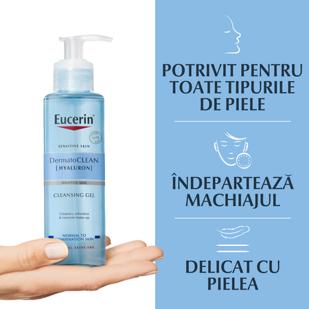 Gel de curatare Dermato Clean Hyaluron, 200 ml, Eucerin 651398