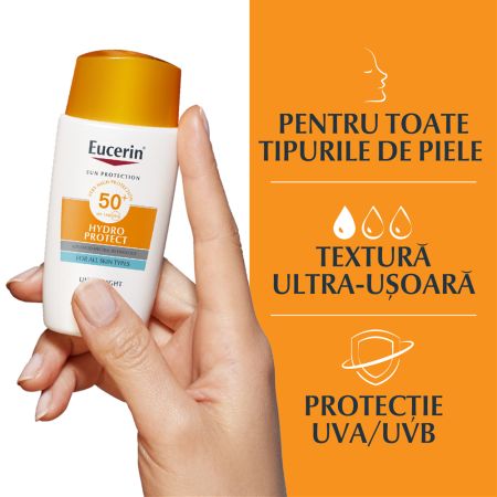 Crema de fata cu SPF50+ Sun Protection Hydro Protect, 50 ml, Eucerin 651887