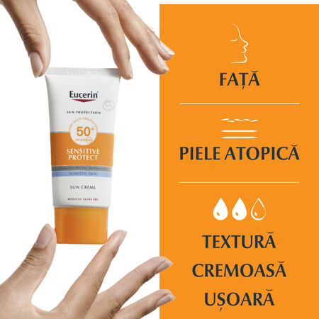 Crema de fata pentru ten sensibil cu SPF50+ Sun Protection Oil Control, 50 ml, Eucerin 651923