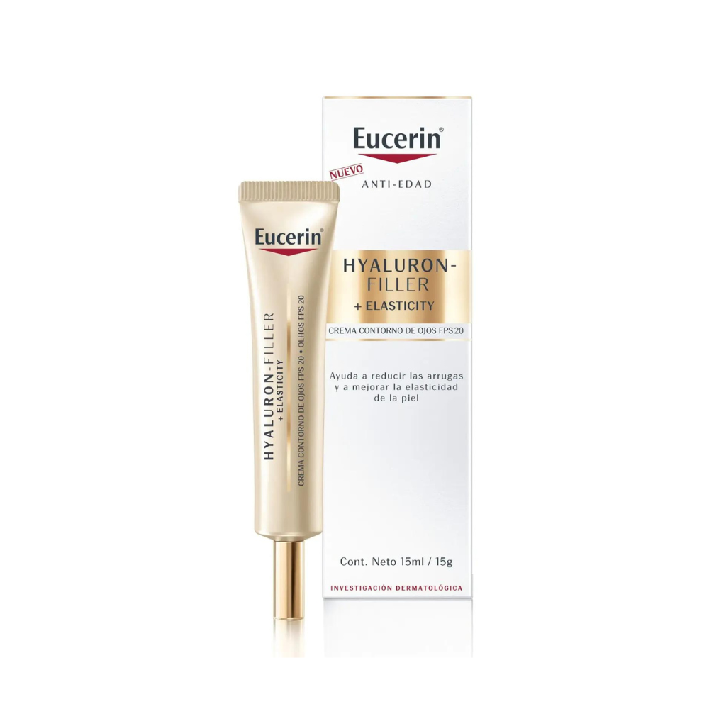 Crema pentru conturul ochilor antirid SPF15 Hyaluron Filler + Elasticity, 15 ml, Eucerin