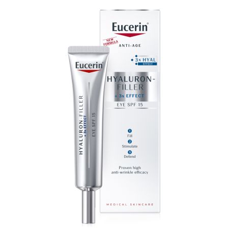 Crema pentru conturul ochilor cu efect triplu anti-imbatranire Hyaluron Filler 3 X Effect, 15 ml, Eucerin
