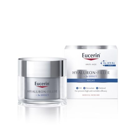 Crema de noapte cu efect triplu anti-imbatranire Hyaluron Filler 3 X Effect, 50 ml, Eucerin