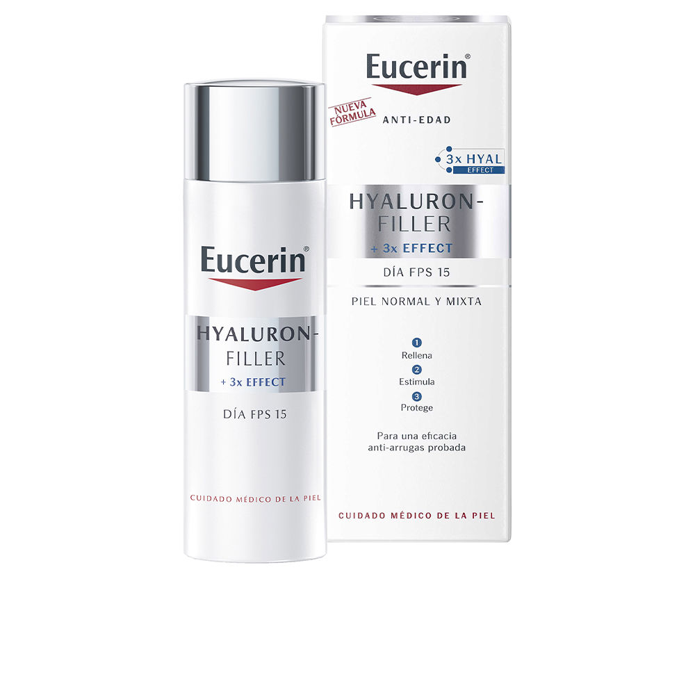 Crema de zi pentru ten normal si mixt cu efect triplu anti-imbatranire Hyaluron  Filler 3 X Effect, 50 ml, Eucerin