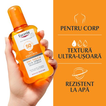 Spray de corp transparent cu SPF50+ Sun Protection Oil Control, 200 ml, Eucerin 651917
