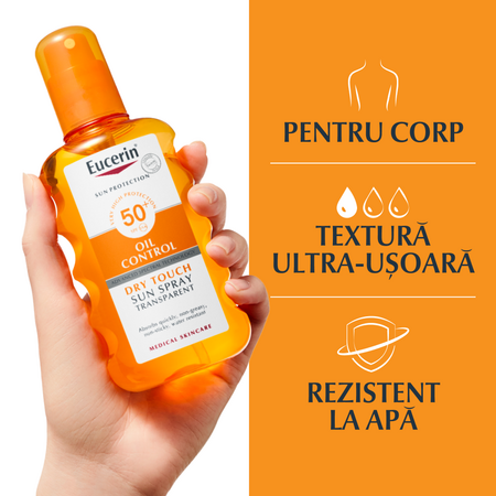 Spray de corp transparent cu SPF50+ Sun Protection Oil Control, 200 ml, Eucerin 651917