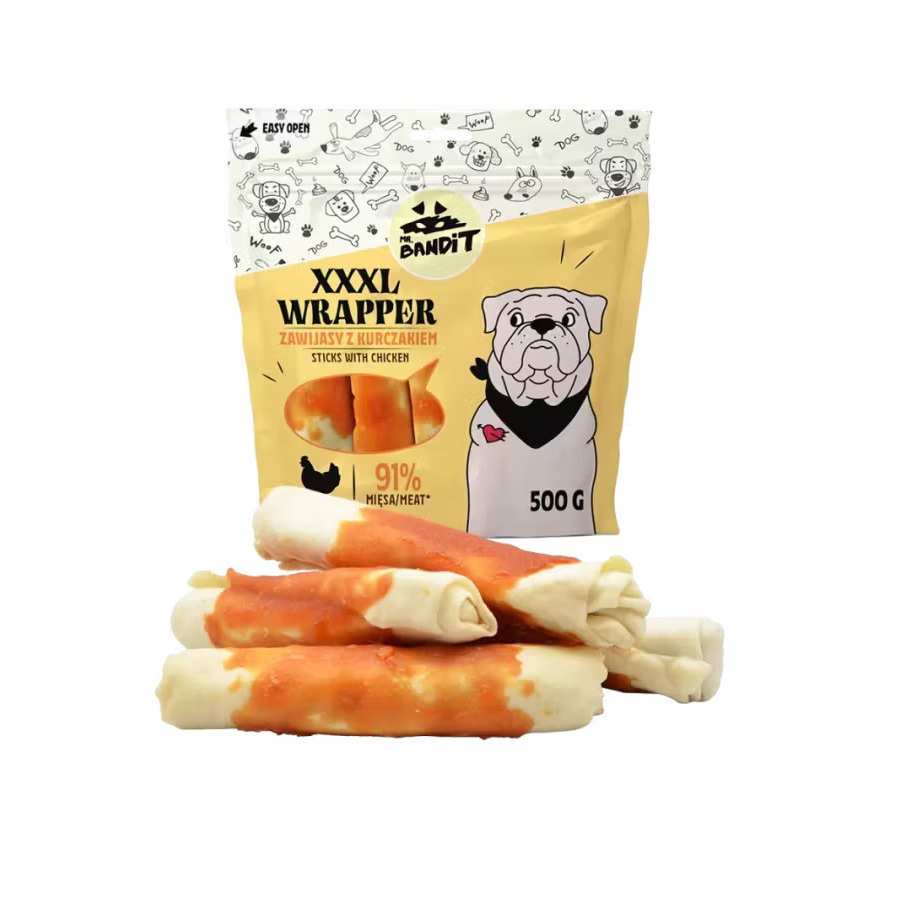 Recompense cu pui pentru caini Bandit Wrapper XXXL, 500 g, Mr. Bandit