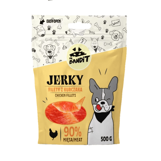 Recompense cu pui pentru caini Jerky Chicken Fillets, 500 g, Mr. Bandit