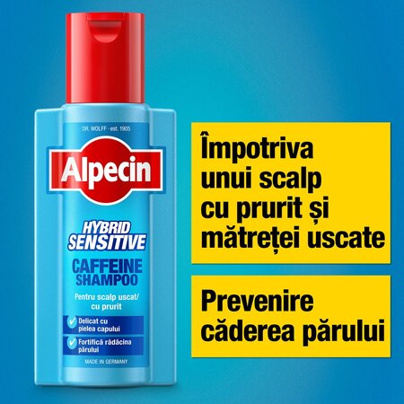 Sampon pentru scalp sensibil cu prurit Hybrid Caffeine, 250 ml, Alpecin 721356