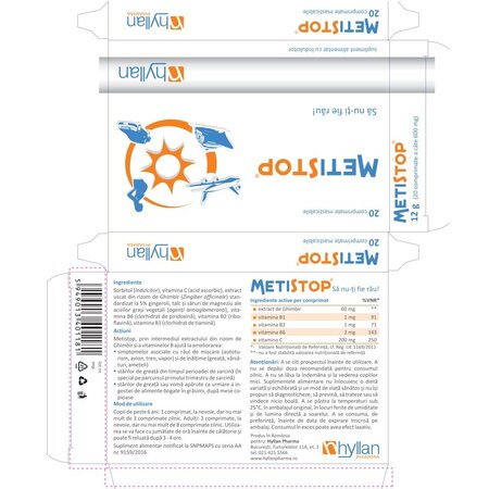 Metistop, 20 comprimate masticabile, Hyllan 702119